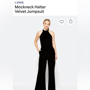 1. State Black Velvet Mockneck Halter Jumpsuit-Worn once